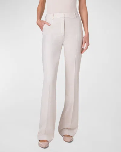 Akris Marilyn High-rise Check Bootcut-leg Crepe Trousers In Creme