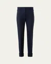 Akris Marilyn Wool Stretch Flannel Bootcut-leg Ankle Pants In Blue