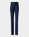 Akris Marilyn Wool Stretch Flannel Bootcut-leg Ankle Pants In Blue