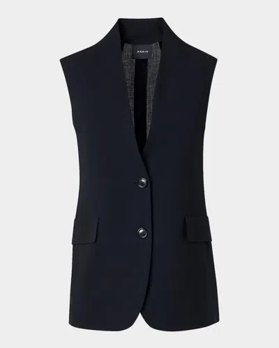 Akris Martina Cool Wool Single-breasted V-neck Vest In Black