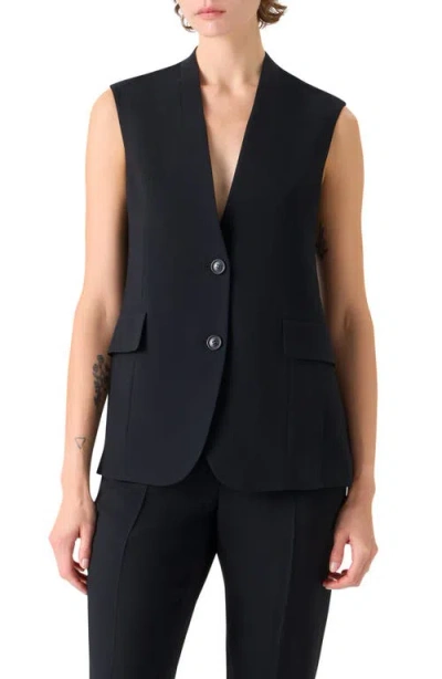Akris Martina Tailored Wool Blend Vest In Black