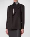Akris Marvin Cashmere Flannel Double-breasted Jacket In Mocca