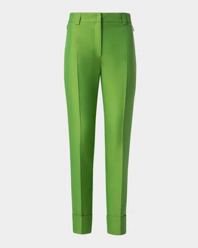 Akris Maxima Double Face Conical Leg Pants In Grass Green