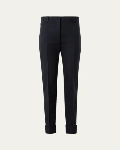 Akris Maxima Wool Stretch Flannel Skinny-leg Ankle Pants In Black