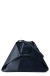 Akris Medium Ai Leather & Suede Convertible Shoulder Tote In Blue