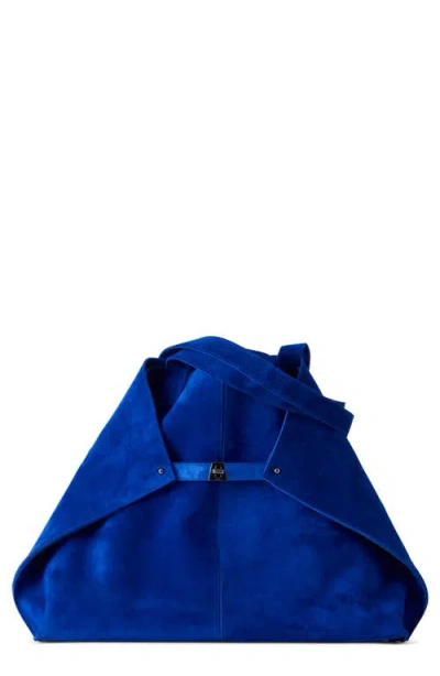 Akris Medium Ai Suede Convertible Shoulder Tote In Blue