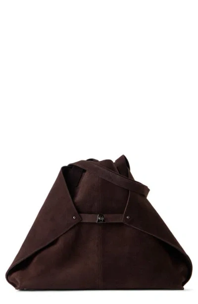 Akris Medium Ai Suede Convertible Shoulder Tote In Mocca