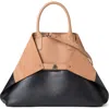Akris Ai Medium Bicolor Nubuck Leather Shoulder Bag In 439 Camel/black