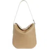 Akris Medium Anna Raffia Hobo Bag In Nature/white