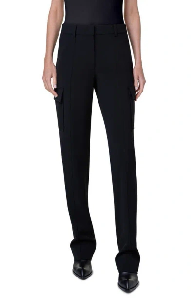 Akris Mel Stretch Wool Cargo Pants In Black