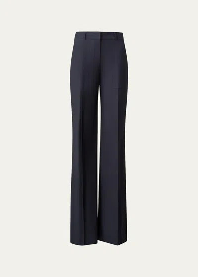 Akris Melin Cotton Poplin Wide-leg Pants In Black
