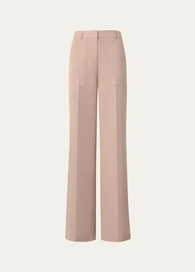 Akris Melin Cotton Poplin Wide-leg Pants In Chai