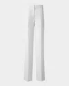 Akris Melin Panama Silk Organza Straight-leg Pants In Ecru