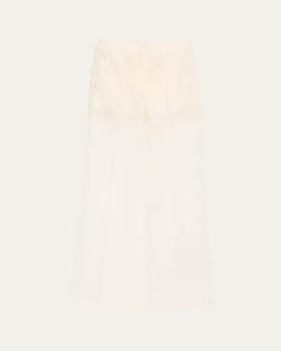 Akris Melin Techno Grid Wide-leg Pants In Pure White