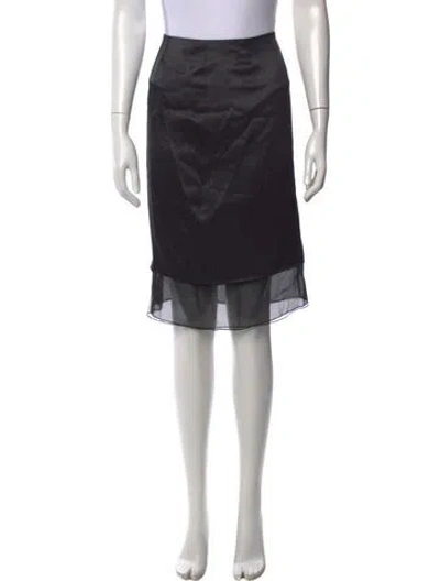 Pre-owned Akris Mesh Accents Midi Length Skirt In Black