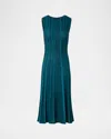 Akris Metallic Silk Rib-knit Midi Dress