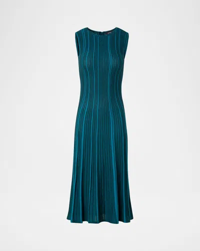 Akris Metallic Silk Rib-knit Midi Dress