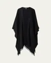 Akris Metallic Wool-cashmere Fringed Cape Scarf In Black