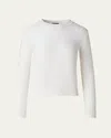 Akris Micro Sequin Linen-blend Crewneck Sweater In Ecru