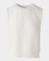 Akris Micro Sequined Knit Sleeveless Sweater In Ecru