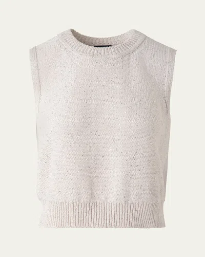 Akris Micro Sequined Knit Sleeveless Sweater In Greige