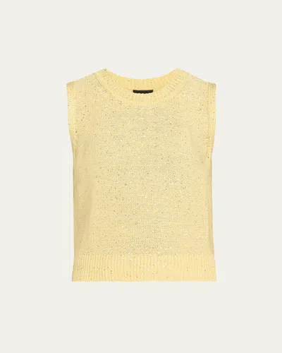 Akris Micro Sequined Knit Sleeveless Sweater In Mimosa