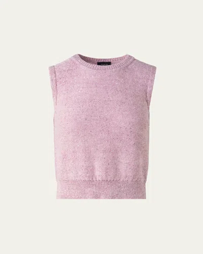 Akris Micro Sequined Knit Sleeveless Sweater In Pale Pink