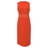 Akris Midi Gartered Waist With Slit Dress In Orange Wool In Orange