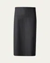 Akris Midi Straight Leather Skirt In Black
