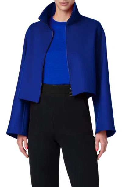 Akris Mimi Double Face Cashmere Crop Jacket In 706 Purple
