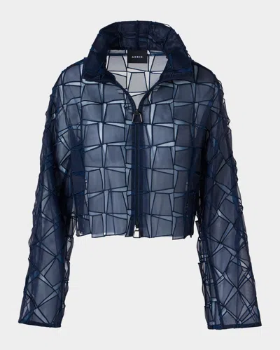 Akris Mimi Embroidered Organza Jacket In Blue
