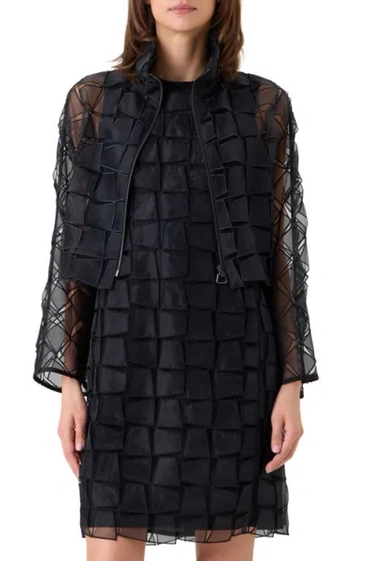 Akris Mimi Trapezoid Organza Jacket In Black