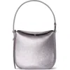 Akris Anna Mini Leather Hobo Bag In Grey Metallic