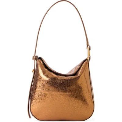Akris Mini Anna Metallic Leather Hobo Bag In Bronze/gold