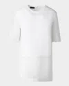 Akris Mixed-media Linen Striped Organza Short-sleeve Blouse In Ecru
