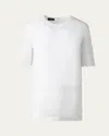 Akris Mixed-media Linen Striped Organza Short-sleeve Blouse In Ecru