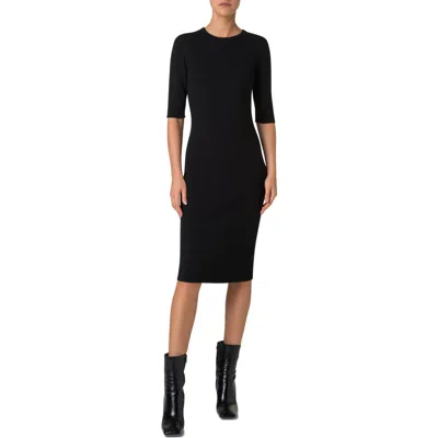 Akris Mixed Stitch Silk & Cotton Blend Sweater Dress In Black