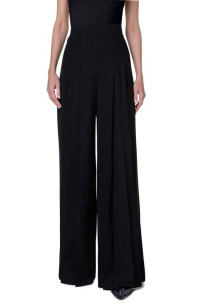 Akris Miyuki Pleated Wide-leg Trousers In Black