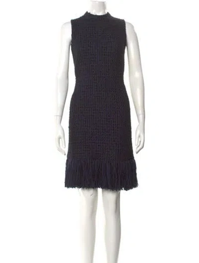 Pre-owned Akris Mock Neck Knee-length Dress In Blue