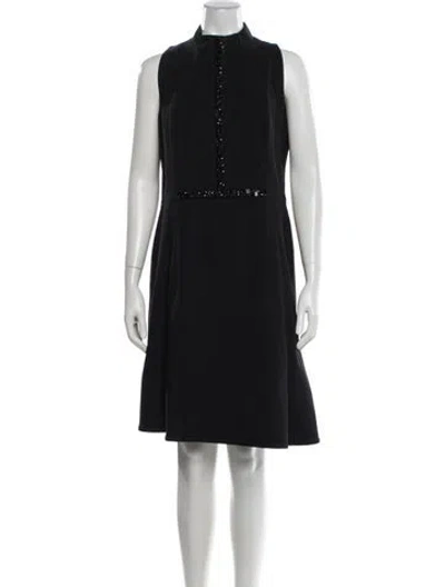 Pre-owned Akris Mock Neck Knee-length Dress In Blue