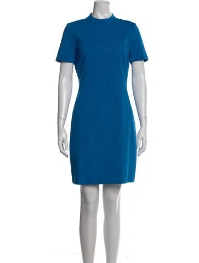 Pre-owned Akris Mock Neck Knee-length Dress In Blue