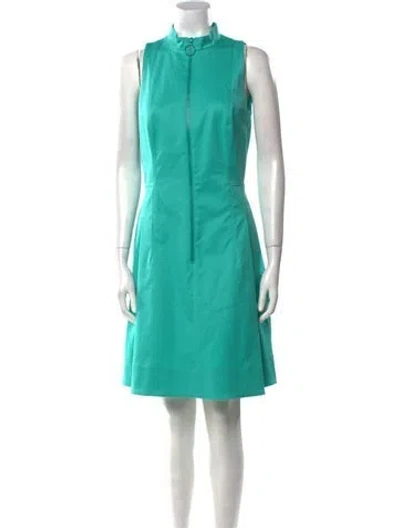 Pre-owned Akris Mock Neck Knee-length Dress In Green