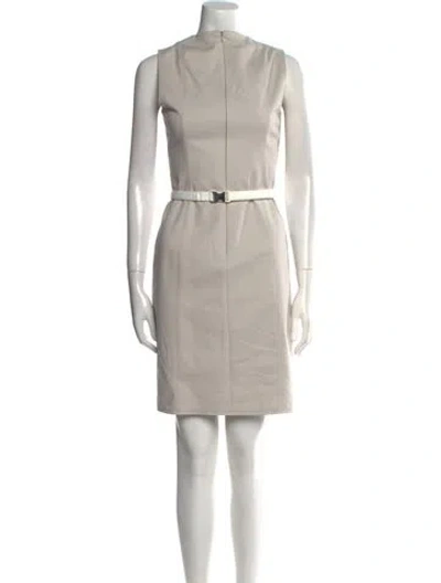 Pre-owned Akris Mock Neck Knee-length Dress In Neutral