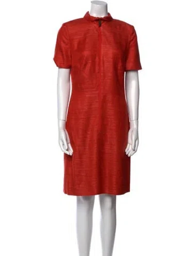 Pre-owned Akris Mock Neck Knee-length Dress In Orange