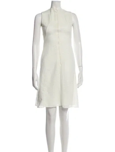 Pre-owned Akris Mock Neck Knee-length Dress W/ Tags In White