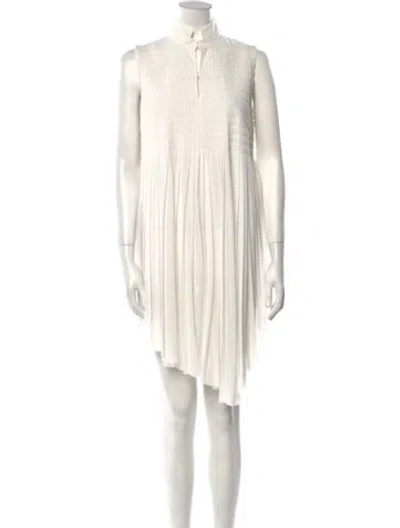 Pre-owned Akris Mock Neck Knee-length Dress In White