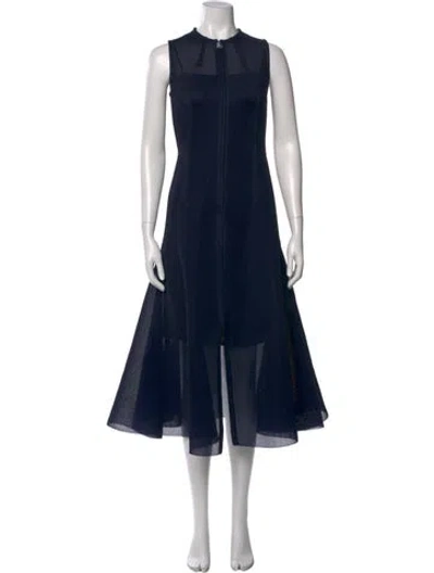 Pre-owned Akris Mock Neck Long Dress In Blue