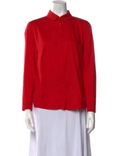 Pre-owned Akris Mock Neck Long Sleeve Blouse In Red