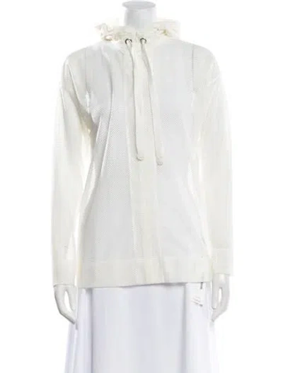 Pre-owned Akris Mock Neck Long Sleeve Blouse In White