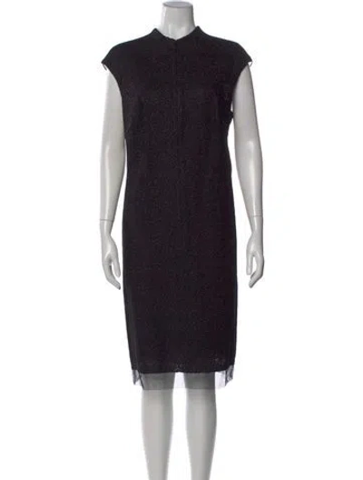 Pre-owned Akris Mock Neck Midi Length Dress In Black